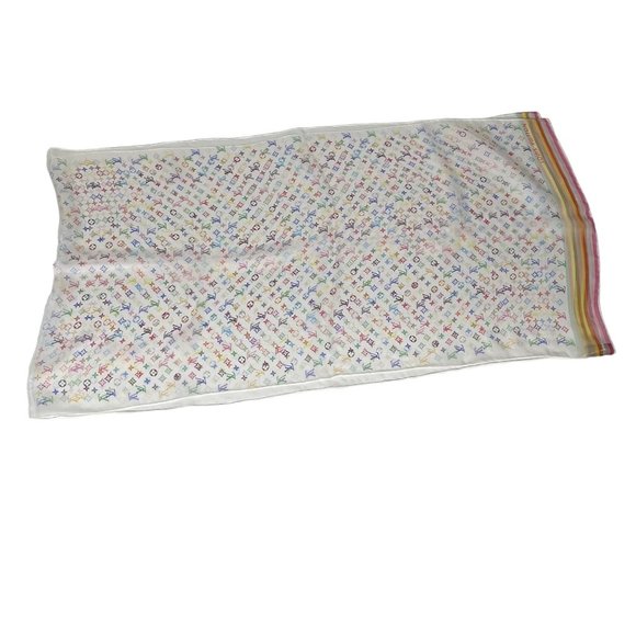Louis Vuitton x Takashi Murakami Multicolor Monogram Silk Scarf - Picture 6 of 15